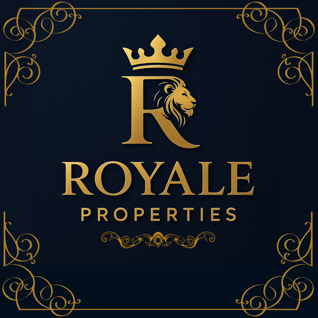 Luxurious real estate logo featuring a lion for Royale Properties agency
